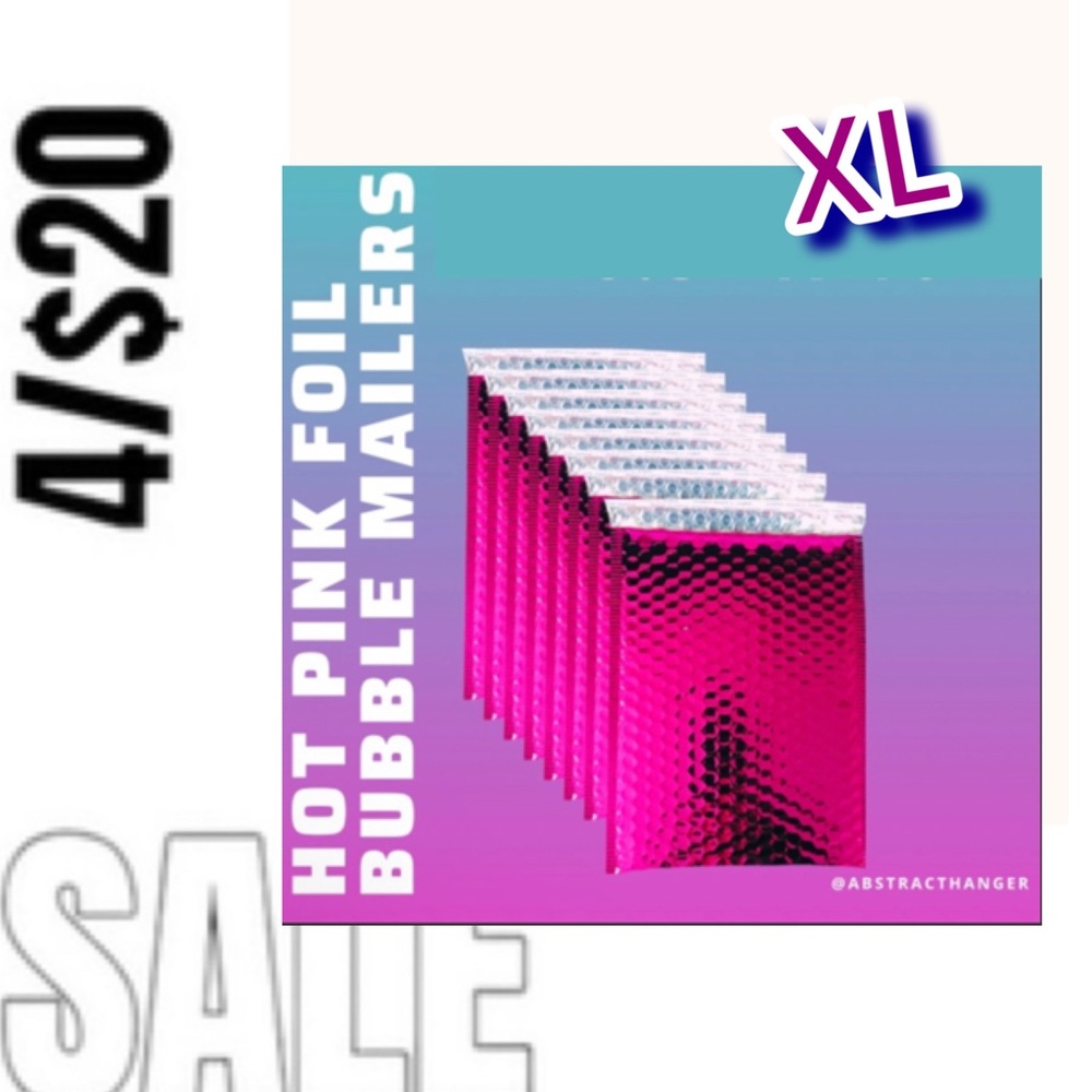 XL 10x16 Metallic Hot Pink Poly Bubble Mailers - Glamour Padded Envelopes